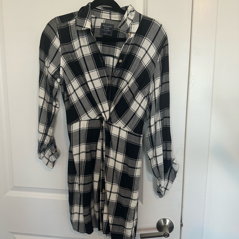 Abercrombie & Fitch Black and White Plaid Mini Dress